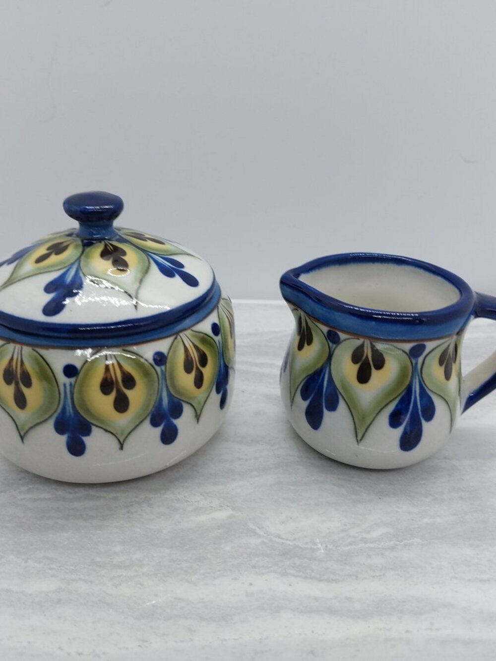 Guatemala Mayan Ke Hand Painted Cream & Sugar